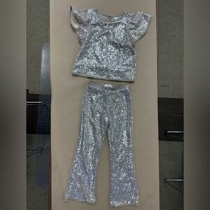 H&M Silver Sequin Top and Pants Set Halloween or Party Ready